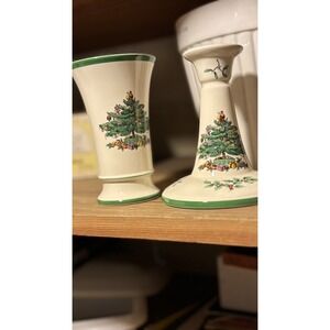 Spode Christmas Candle Stick W Vase New Vintage Xmas Antique Macys Collectible